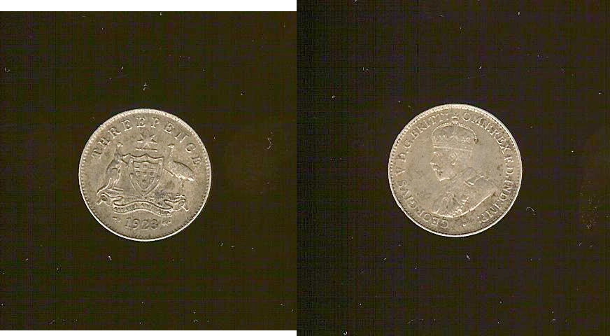 Australian 3 pence 1923 VF+/EF
